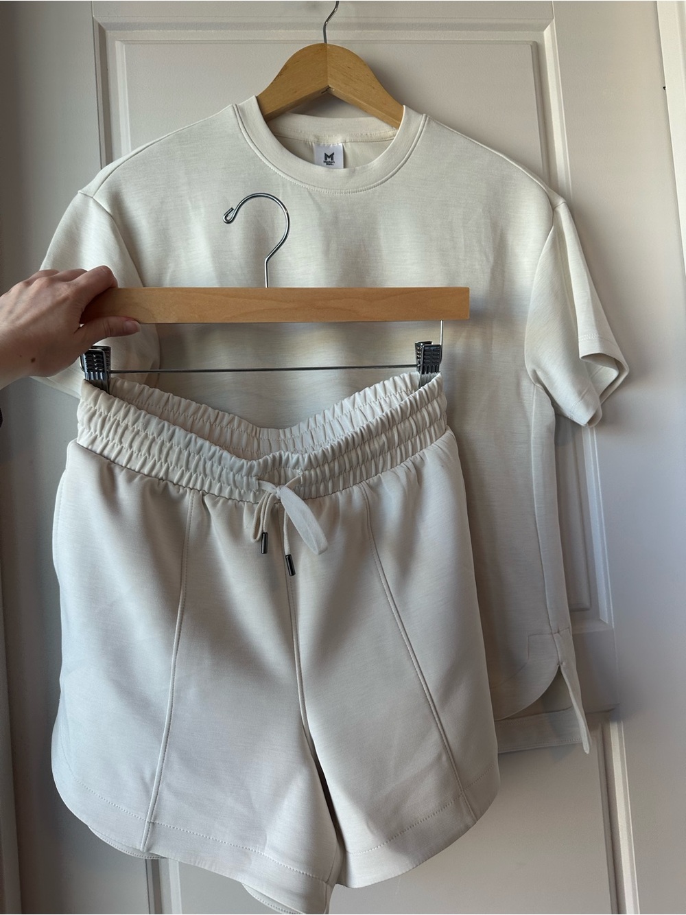 Super Soft Member’s Mark Tee & Shorts Set - Light Cream